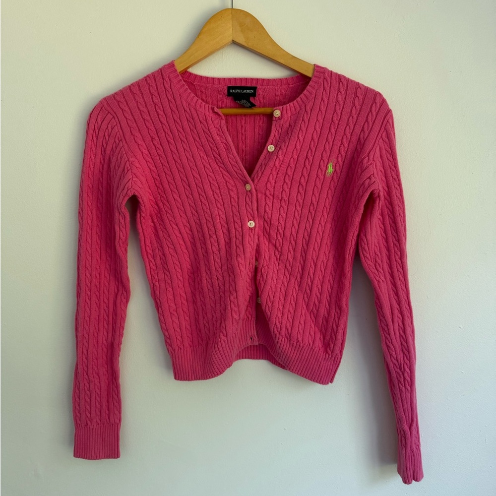 Ralph Lauren Pink Cropped Cardigan Sweater